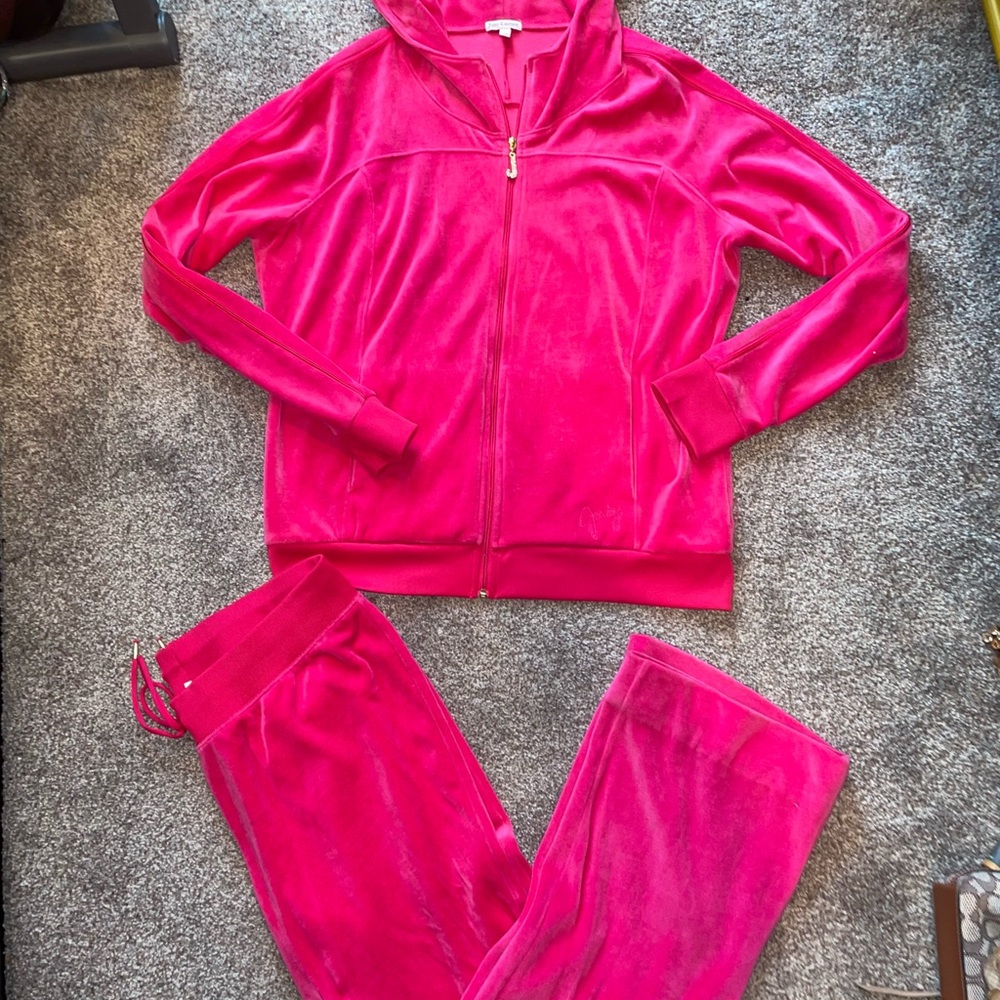 Vibrant Pink Velour Tracksuit - Picture 1 of 4